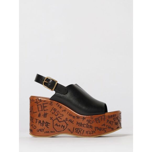 CHLOE Handbags - Chloe Women Maxime Leather Wedge Sandals Chloe